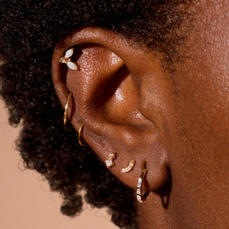 0.20 TCW Round Cut Moissanite Two Stone Earrings in Gold 11