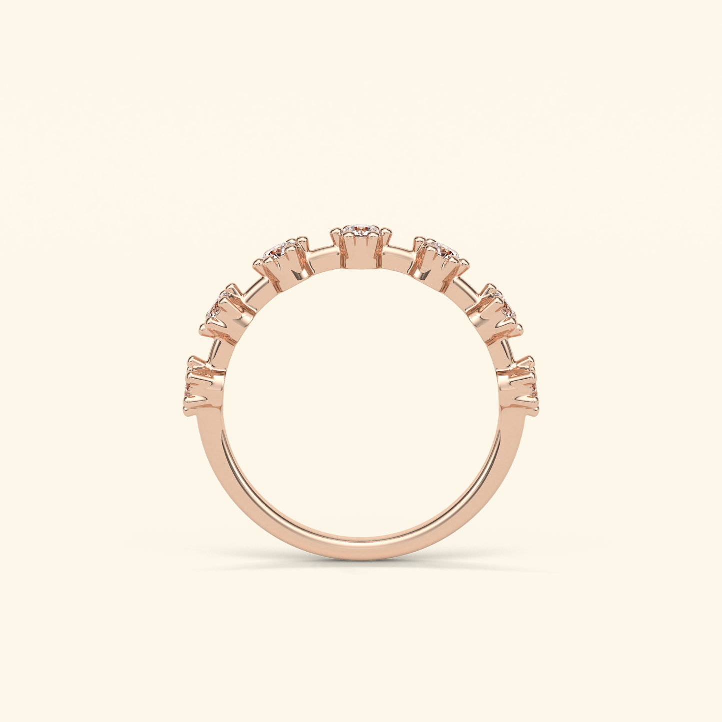 0.49 CT Round Moissanite Half Eternity Wedding Band in Solid Gold – DEF Color, VVS Clarity