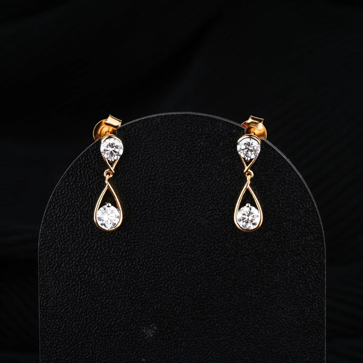 1.0 TCW Round Cut Moissanite Drop Earrings in Gold 1