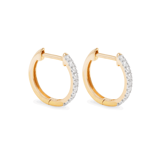 1.0 TCW Round Cut Moissanite Pave Huggie Earrings in Gold 1