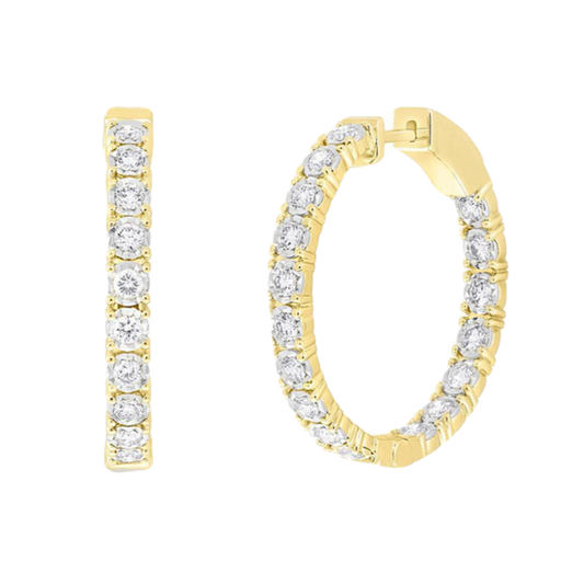 0.40 TCW Round Cut Moissanite Inside-Outside Hoops Earrings in Gold 1