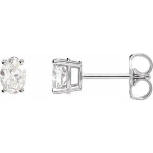 Classic 0.50 TCW Oval Cut Moissanite Stud Earrings in Gold 2