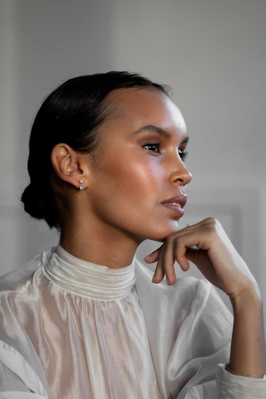 0.4 TCW Pear Cut Huggie Moissanite Earrings