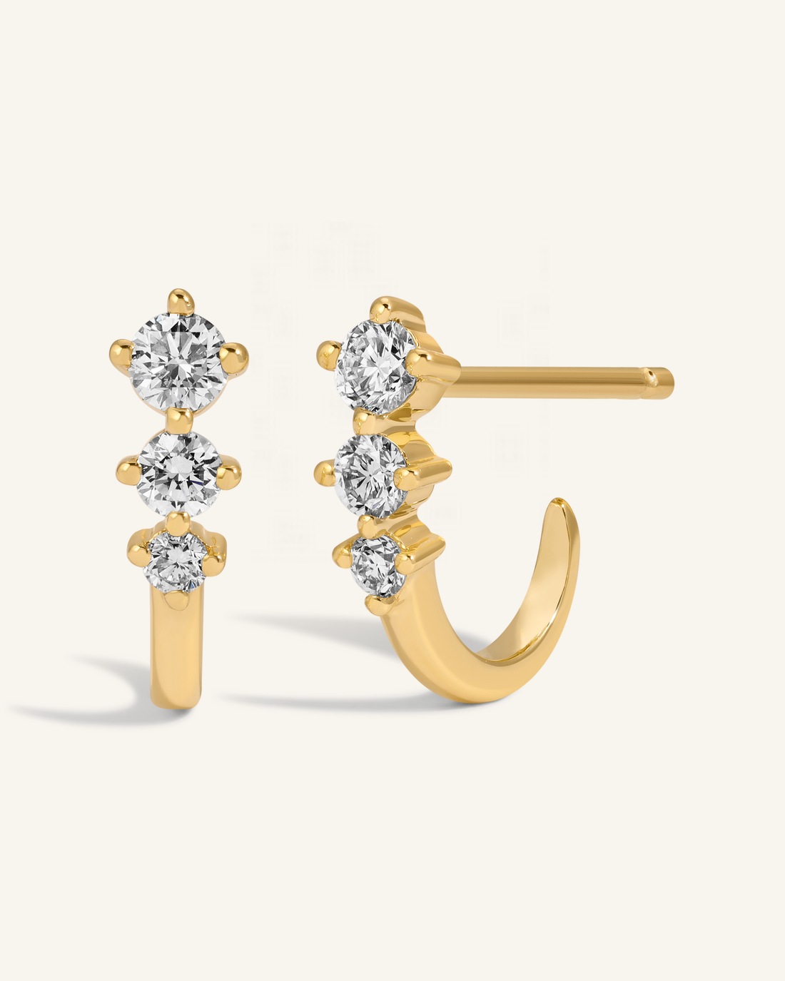 0.20 TCW Round Cut Moissanite Half Hoops  Earrings in Gold 1