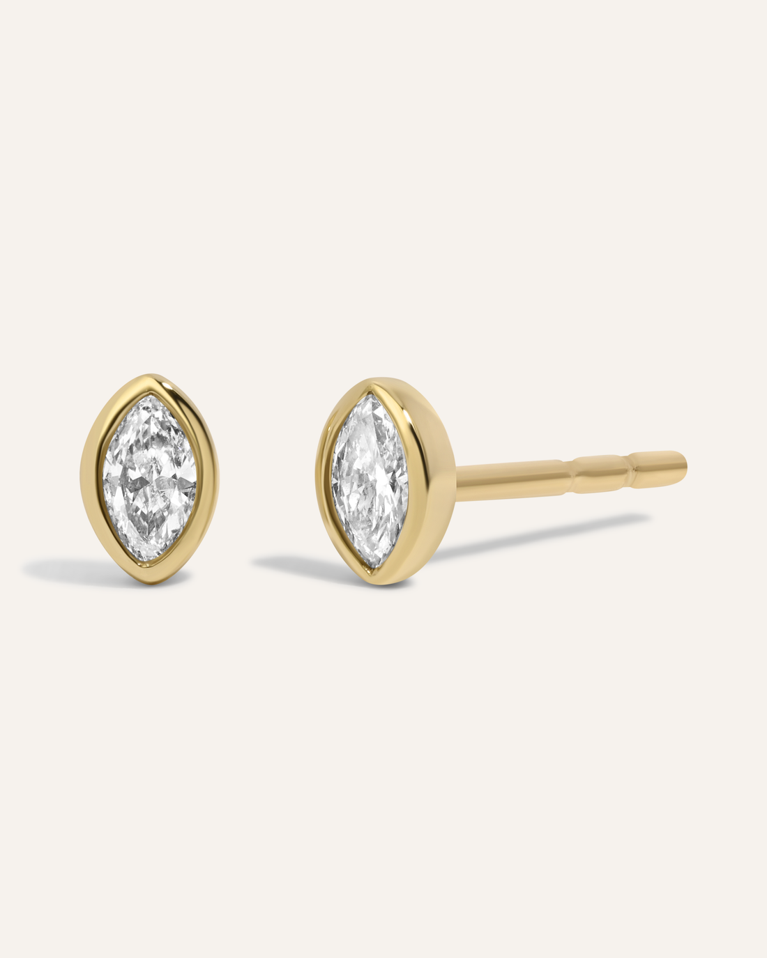0.20 TCW Marquise Cut Moissanite Bezel Stud Earrings in Gold 1