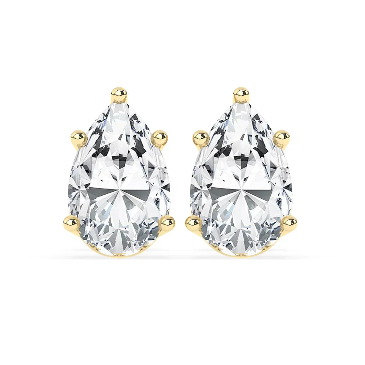 2.0 TCW Pear Cut Moissanite Hidden Halo Stud Earrings in Gold 1