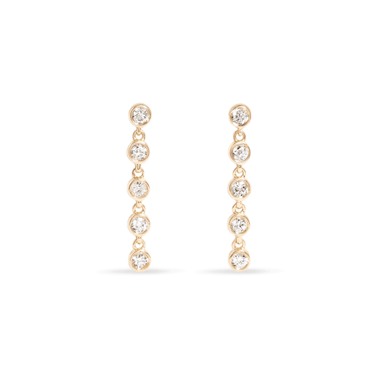 1.0 TCW Round Cut Moissanite Bezel Tennis Earrings in Gold 1