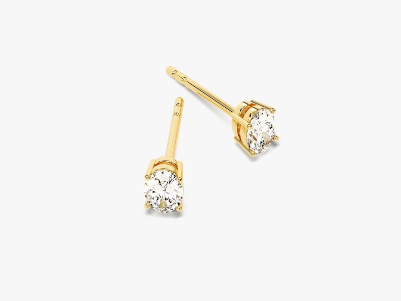 2.0 TCW Oval Cut Moissanite Stud Earrings in Gold 2