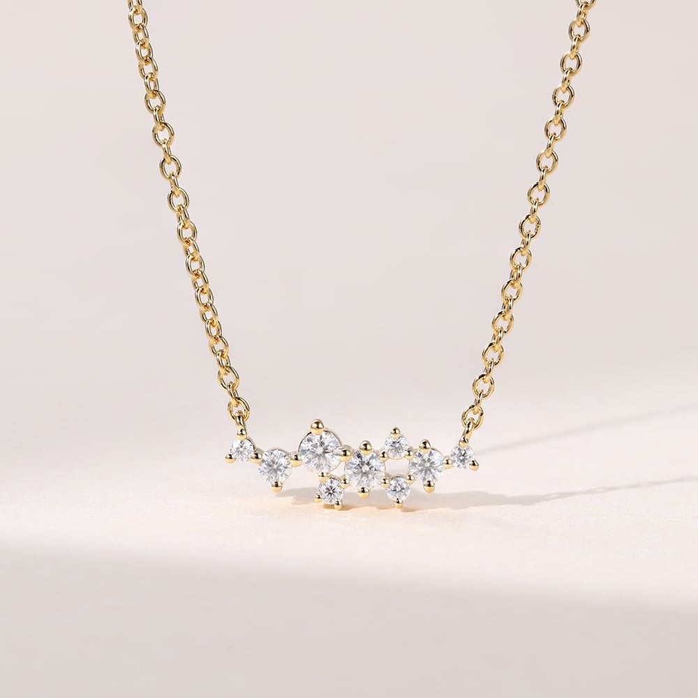 Classic 0.30 CT Round Moissanite Diamond Cluster Pendant Necklace in Solid Gold 1