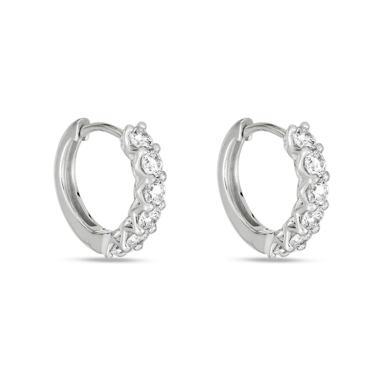 1.0 TCW Round Cut Moissanite Huggies Earrings in Gold 1