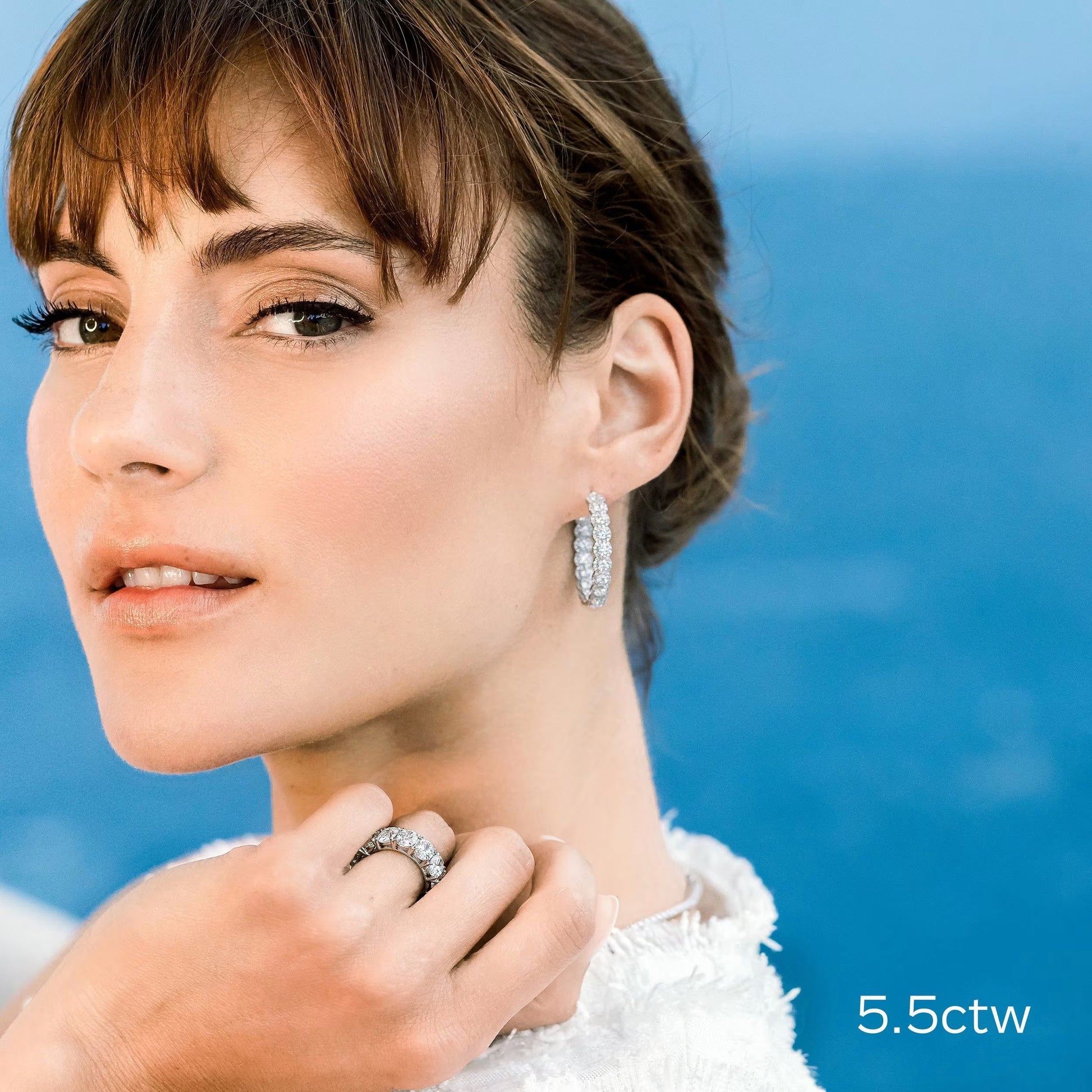 1.50 TCW Round Cut Moissanite Prong Set Inside Out Hoops Earrings in Gold 5