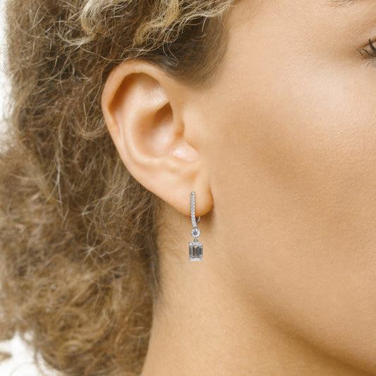 4 TCW Emerald Cut Multi Stone Drop Moissanite Earrings