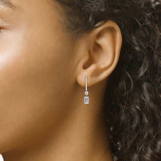 4 TCW Radiant Cut Multi Stone Drop Moissanite Earrings