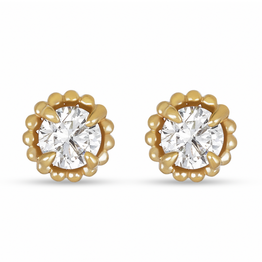 2.0 TCW Round Cut Moissanite Solitaire Stud Earrings in Gold 1