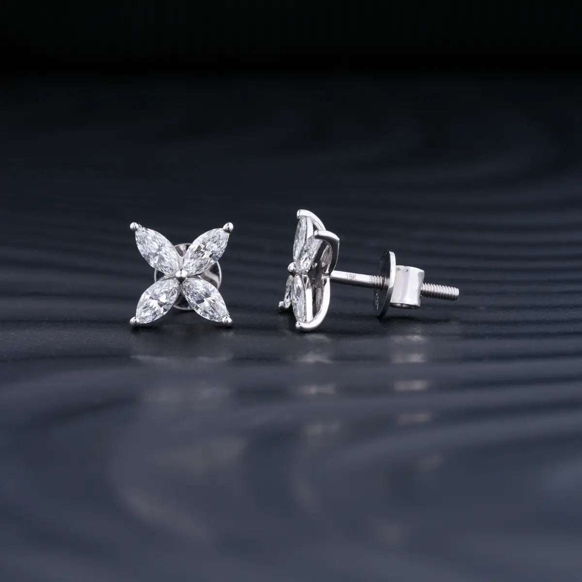 0.30 TCW Marquise Cut Moissanite Stud Earrings in Gold 2