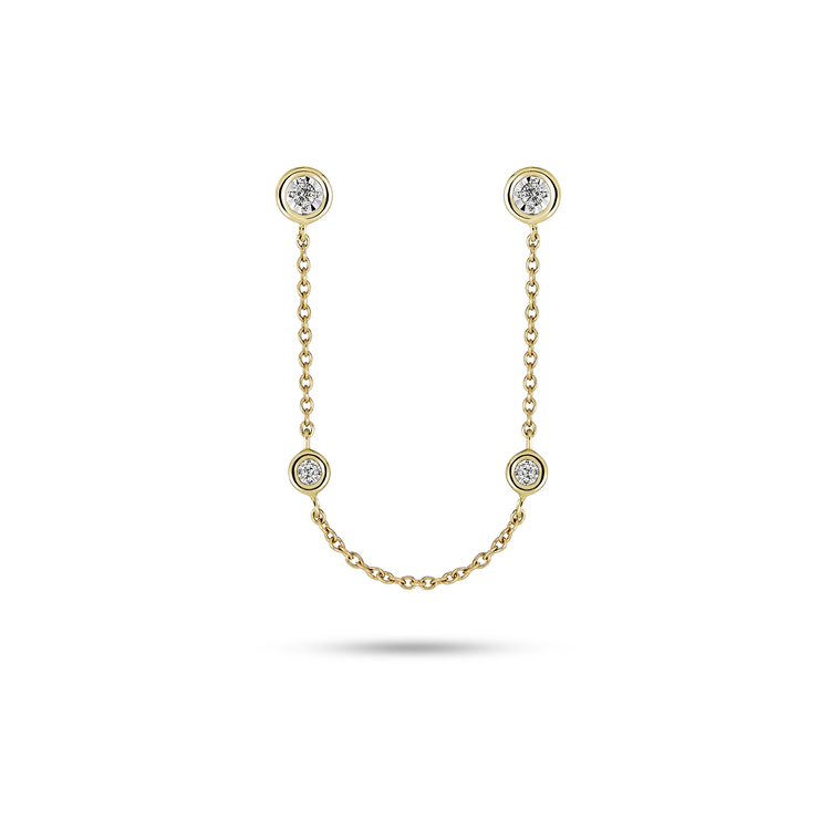0.20 TCW Round Cut Moissanite Chain Earrings in Gold 2