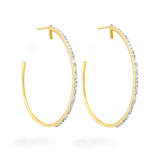 2.0 TCW Round Cut Moissanite Large Hoops Earrings in Gold 1