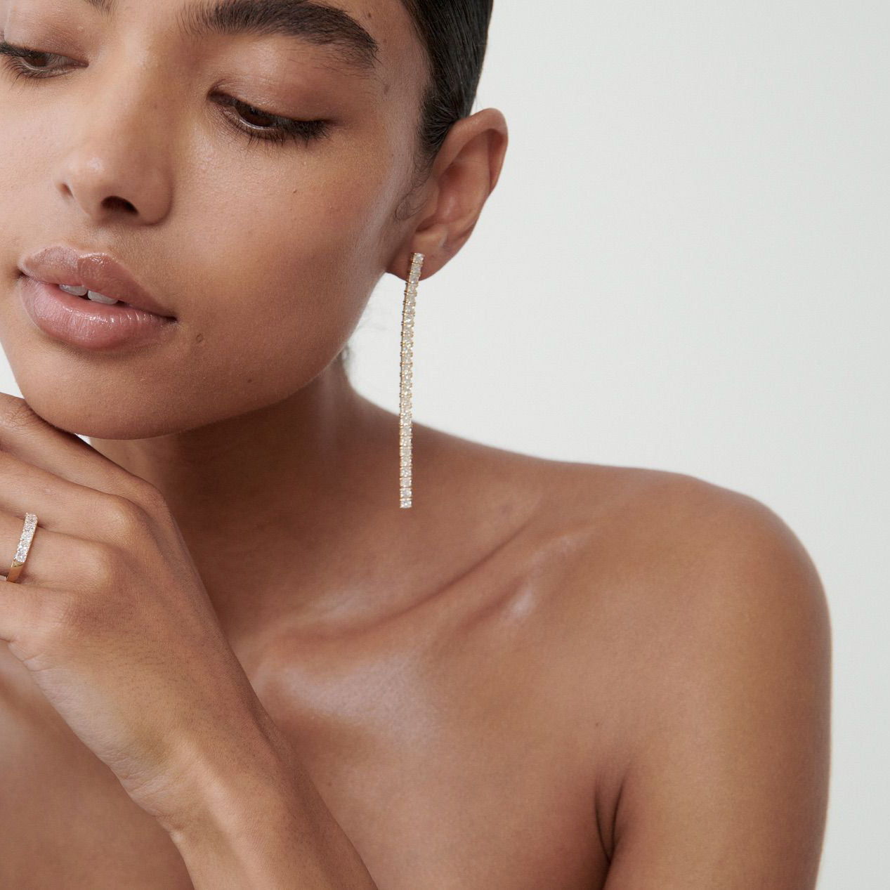 9.0 TCW Round Cut Moissanite Tennis Drop Earrings in Gold 1