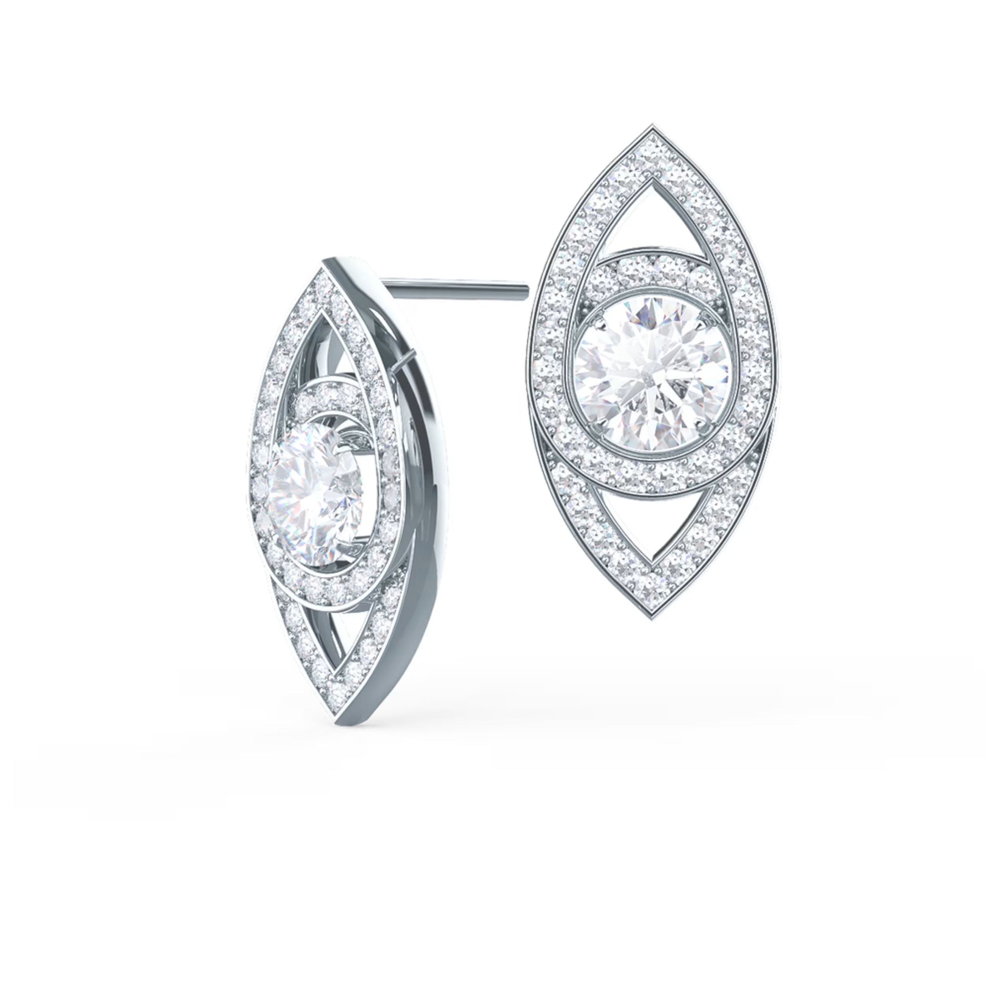 1.50 TCW Round Cut Moissanite Evil Eye Stud Earrings in Gold 2