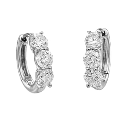 0.40 TCW Round Cut Moissanite Three Stone Hoops Earrings in Gold 1