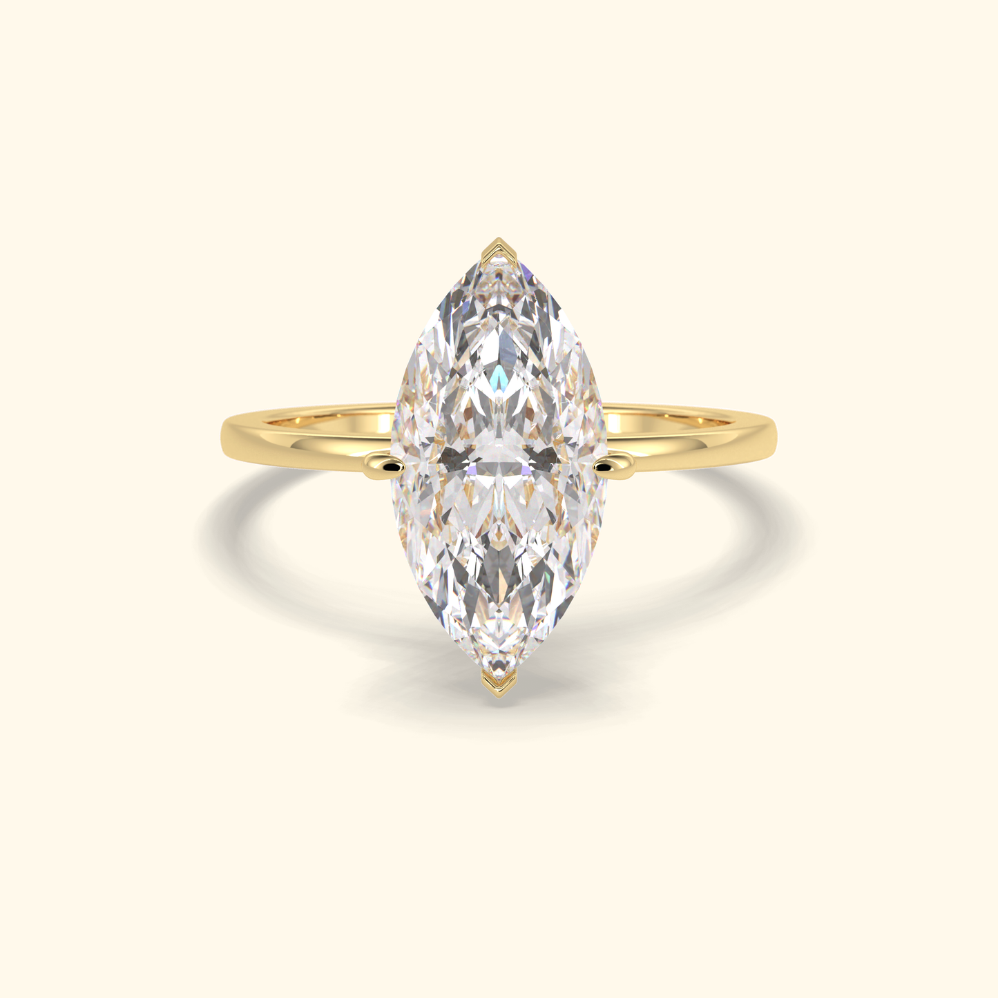 Marquise Moissanite Solitaire Engagement Ring – 2.97 CT Center Stone in Solid Gold