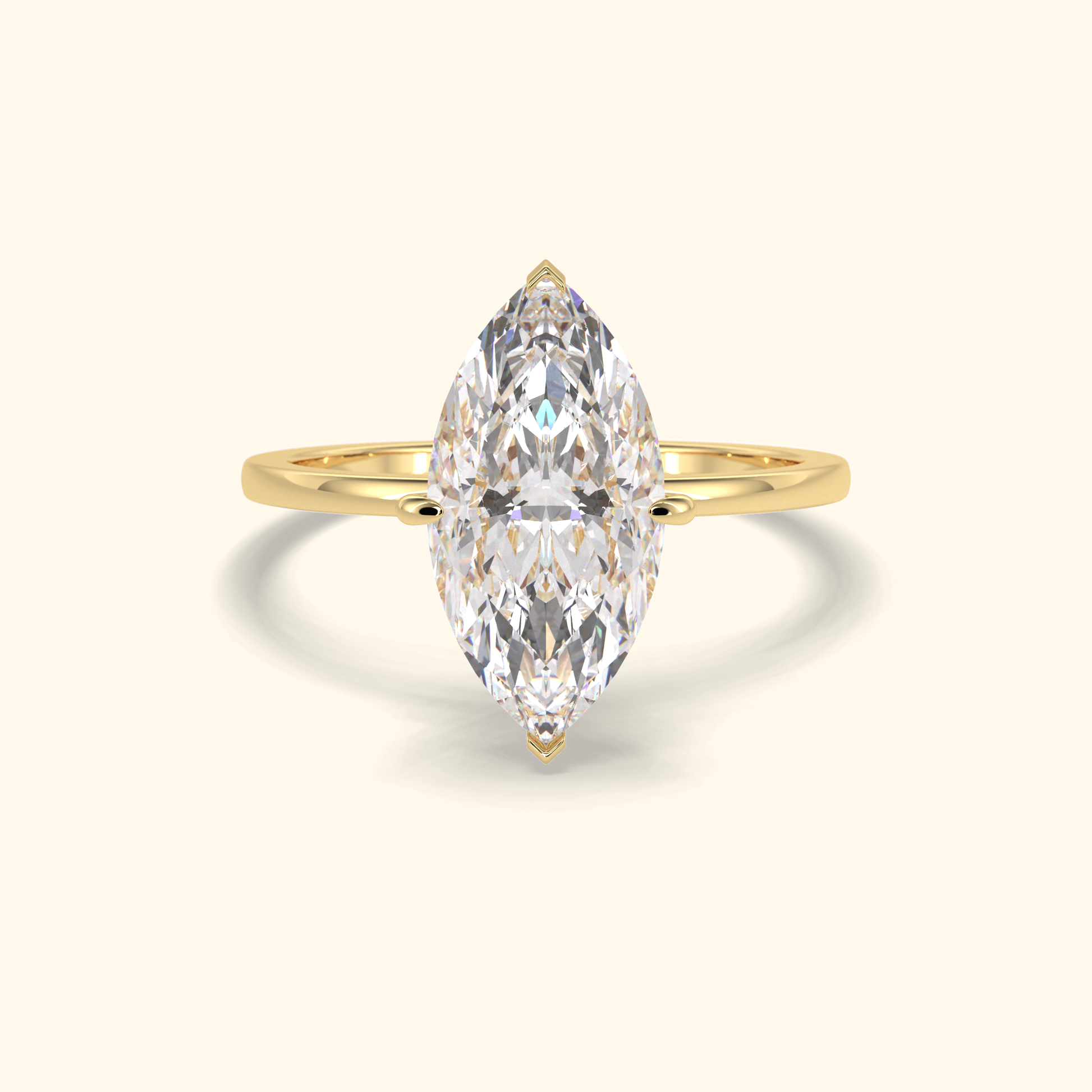 Marquise Moissanite Solitaire Engagement Ring – 2.97 CT Center Stone in Solid Gold