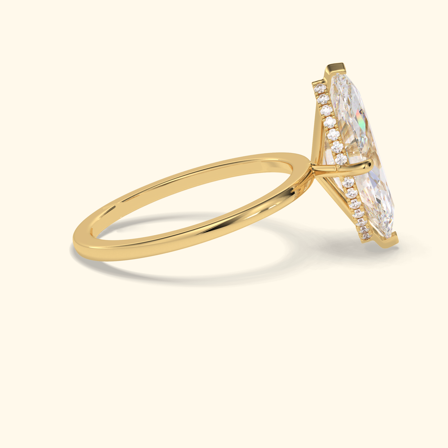 Marquise Moissanite Solitaire Engagement Ring – 2.97 CT Center Stone in Solid Gold