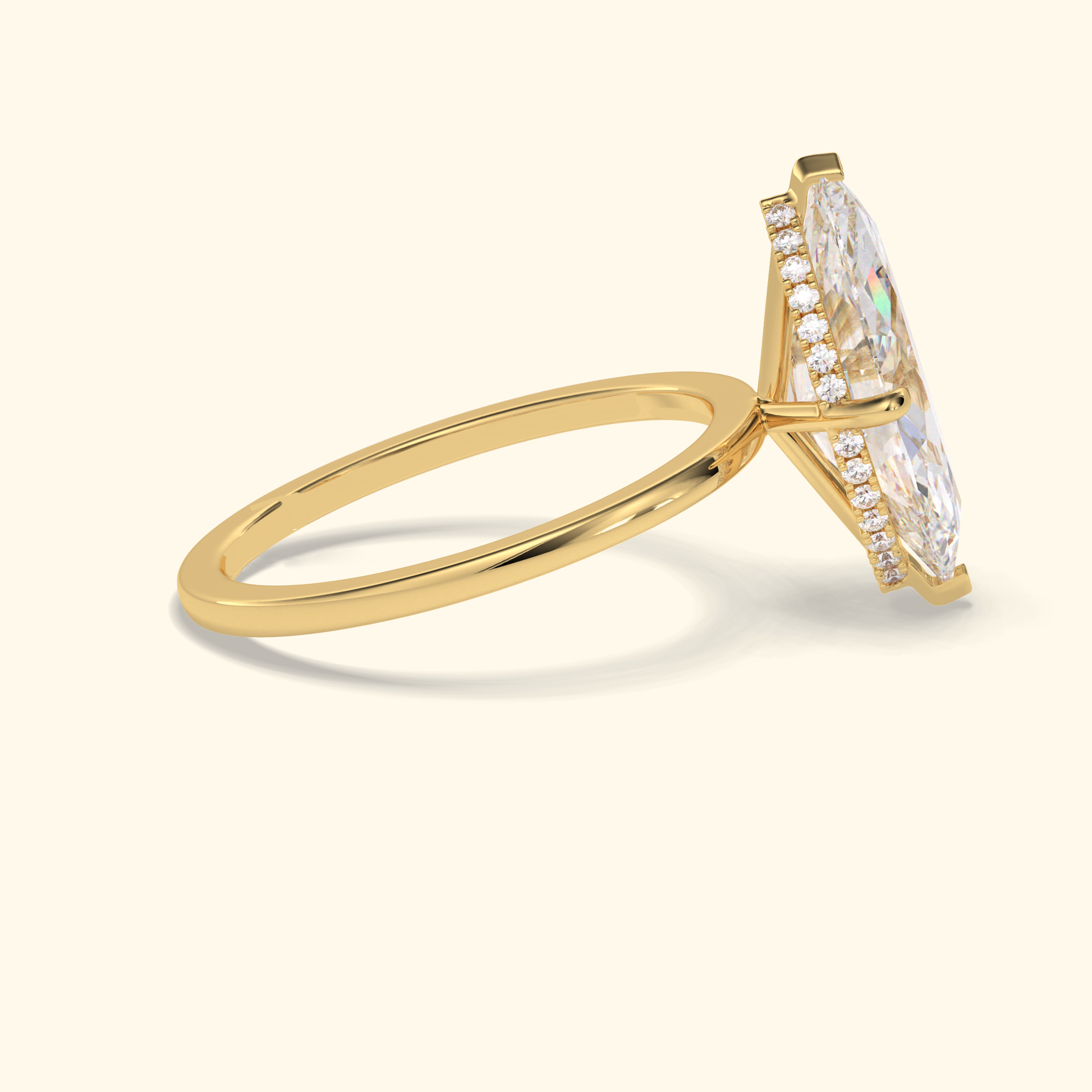 Marquise Moissanite Solitaire Engagement Ring – 2.97 CT Center Stone in Solid Gold