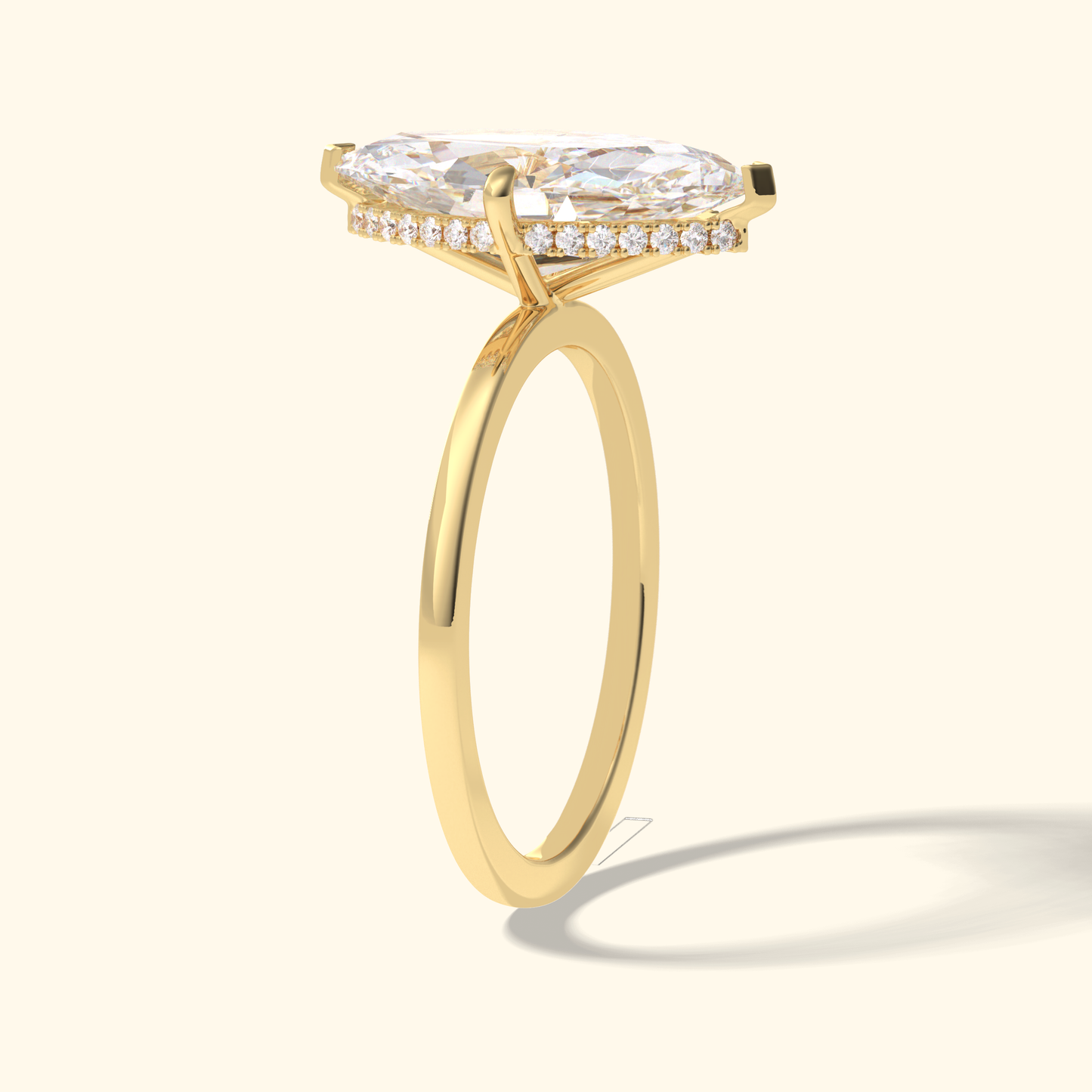 Marquise Moissanite Solitaire Engagement Ring – 2.97 CT Center Stone in Solid Gold