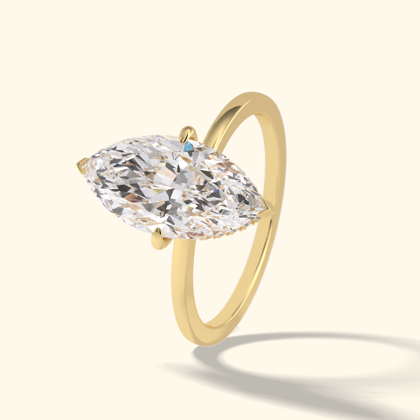 Marquise Moissanite Solitaire Engagement Ring – 2.97 CT Center Stone in Solid Gold