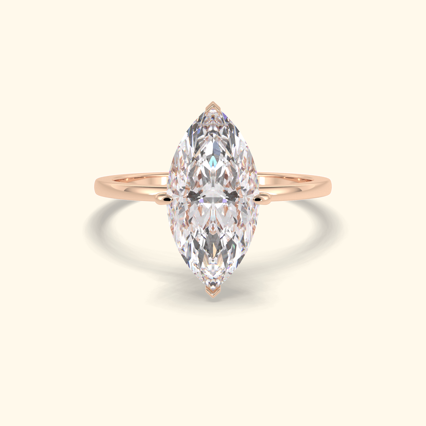 Marquise Moissanite Solitaire Engagement Ring – 2.97 CT Center Stone in Solid Gold