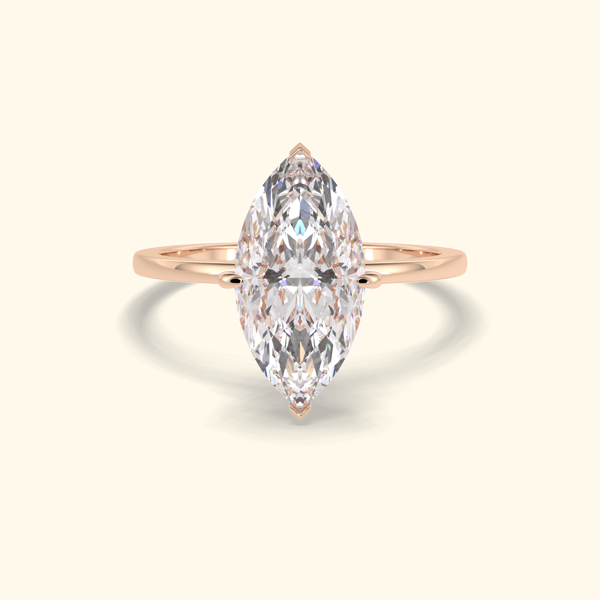 Marquise Moissanite Solitaire Engagement Ring – 2.97 CT Center Stone in Solid Gold