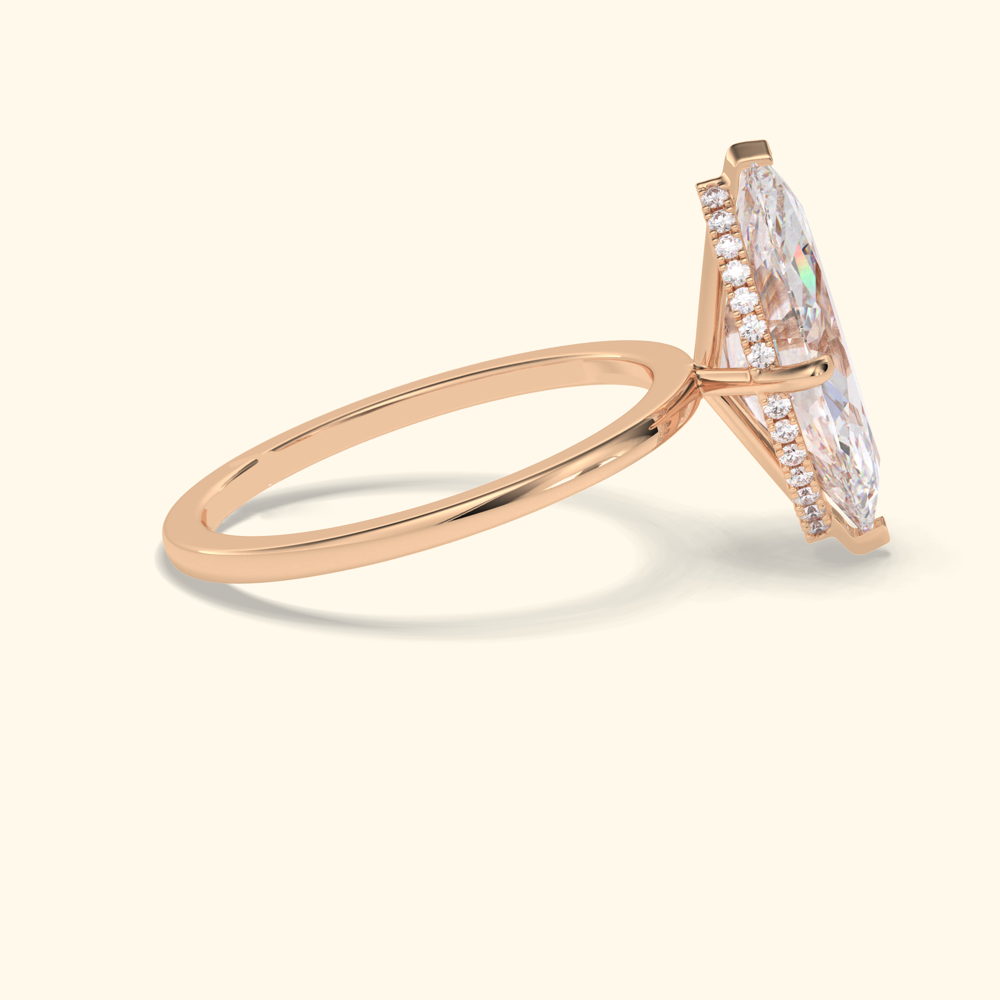 Marquise Moissanite Solitaire Engagement Ring – 2.97 CT Center Stone in Solid Gold