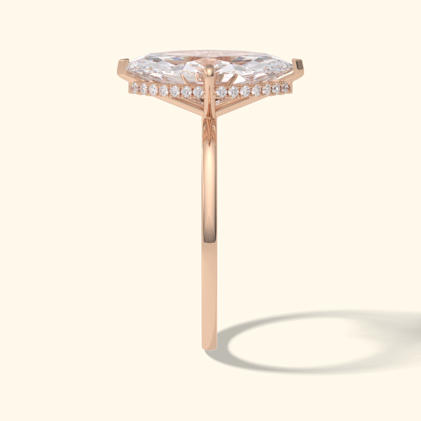 Marquise Moissanite Solitaire Engagement Ring – 2.97 CT Center Stone in Solid Gold