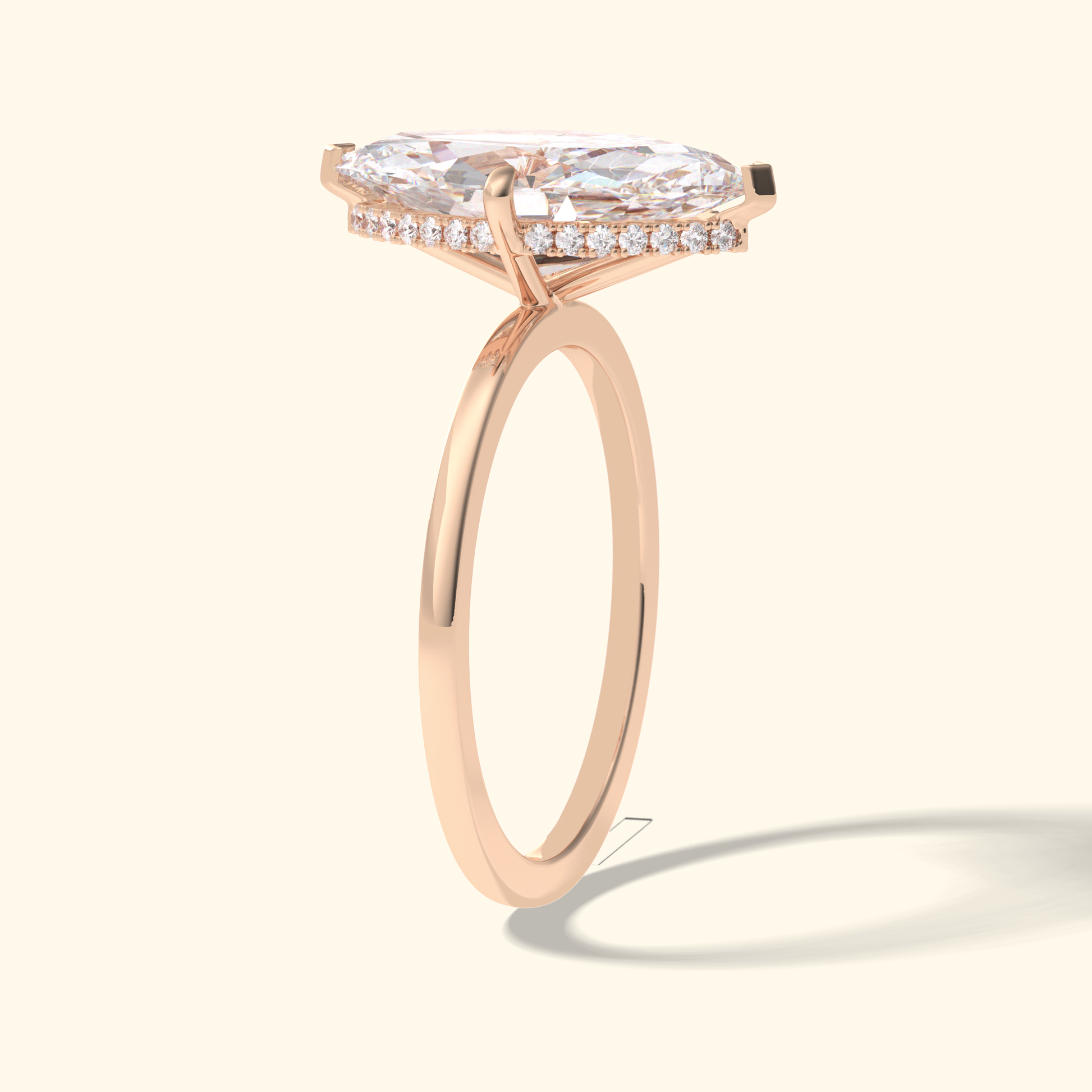 Marquise Moissanite Solitaire Engagement Ring – 2.97 CT Center Stone in Solid Gold