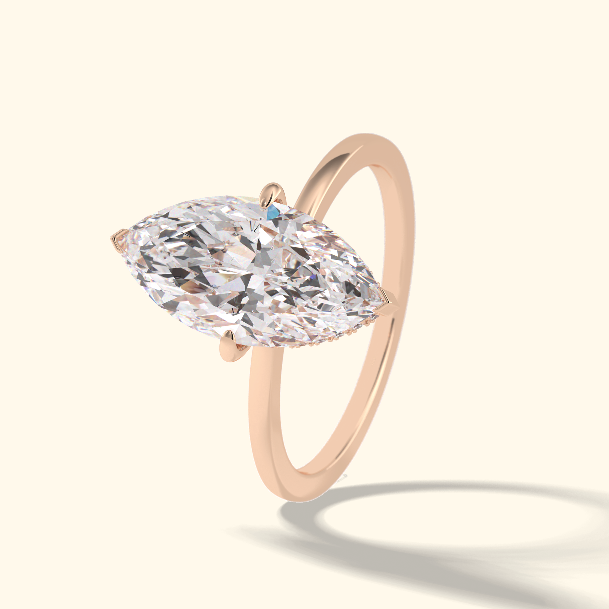Marquise Moissanite Solitaire Engagement Ring – 2.97 CT Center Stone in Solid Gold