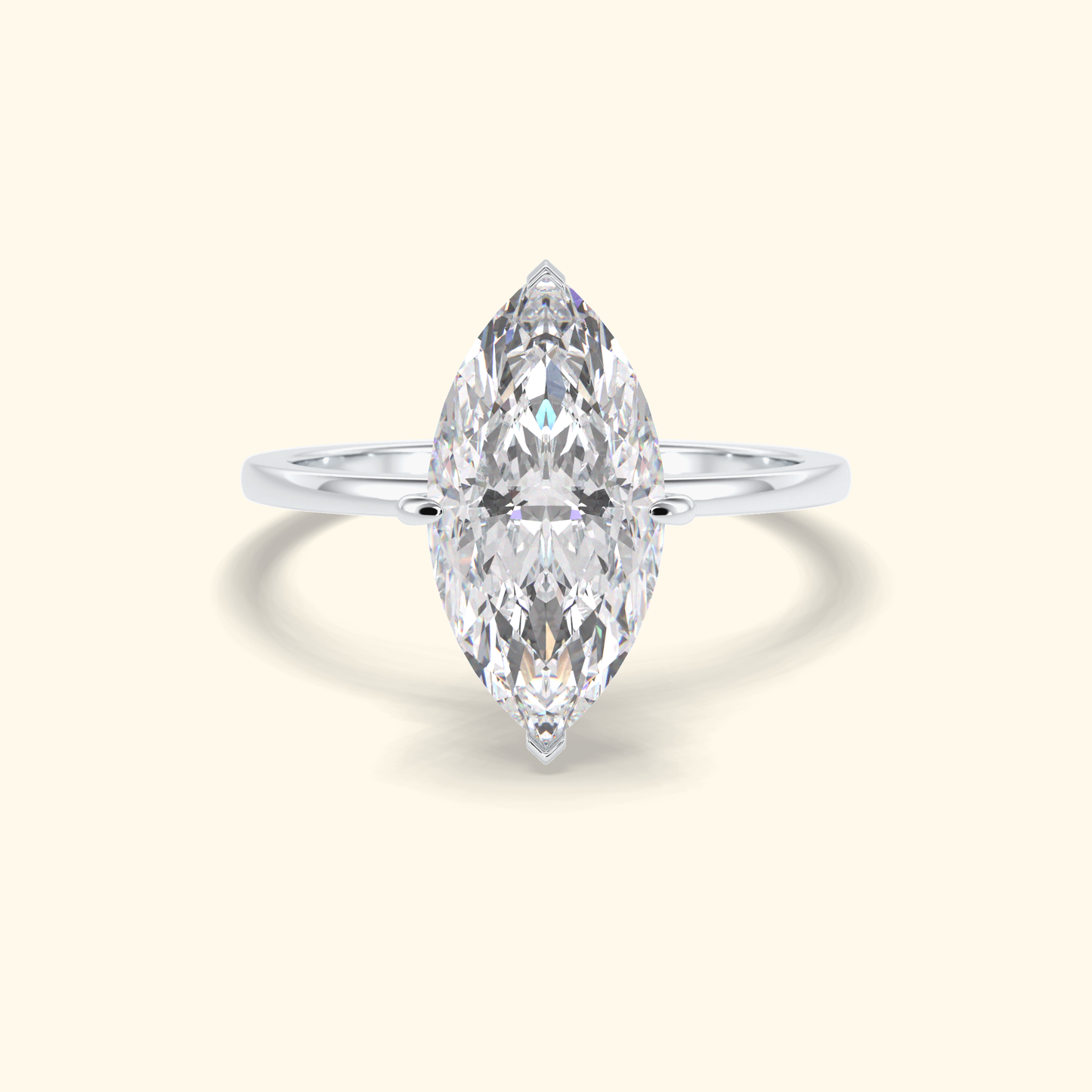 Marquise Moissanite Solitaire Engagement Ring – 2.97 CT Center Stone in Solid Gold