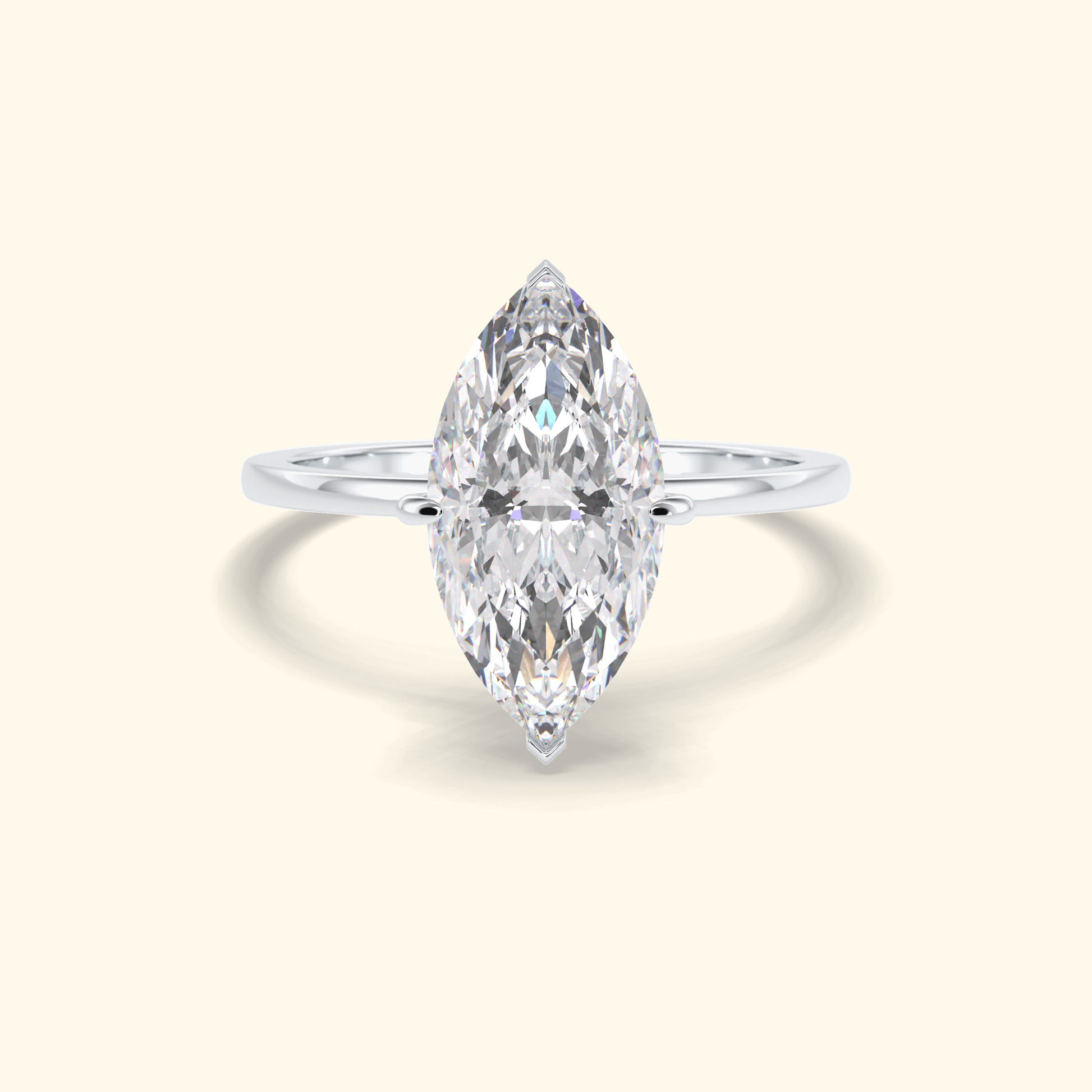 Marquise Moissanite Solitaire Engagement Ring – 2.97 CT Center Stone in Solid Gold