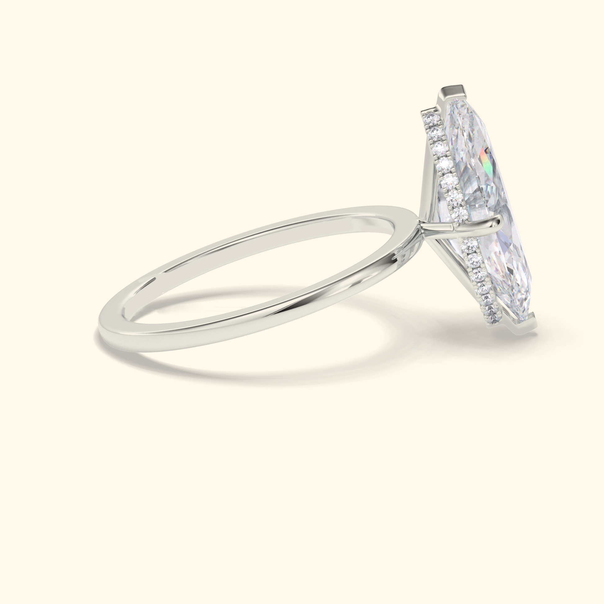 Marquise Moissanite Solitaire Engagement Ring – 2.97 CT Center Stone in Solid Gold