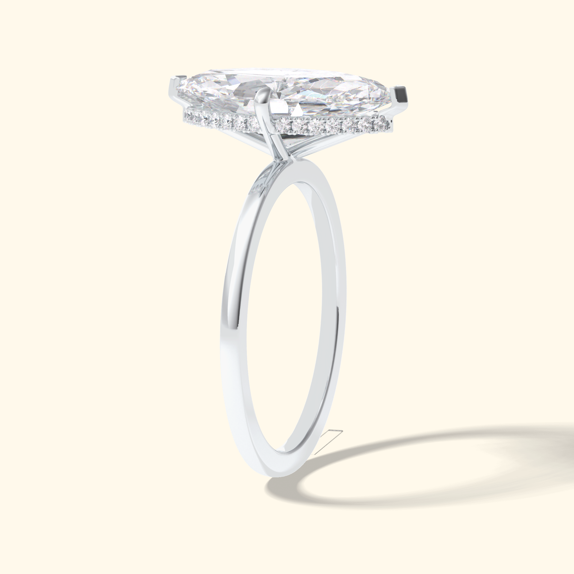 Marquise Moissanite Solitaire Engagement Ring – 2.97 CT Center Stone in Solid Gold