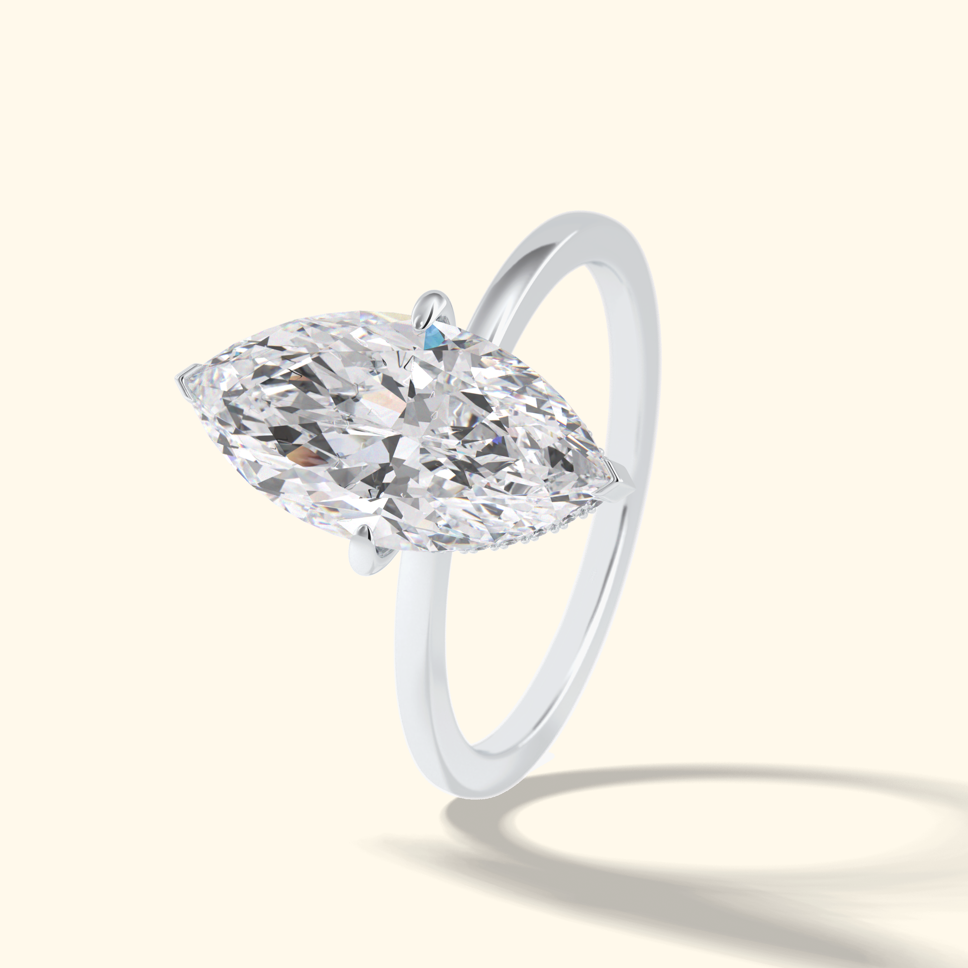 Marquise Moissanite Solitaire Engagement Ring – 2.97 CT Center Stone in Solid Gold