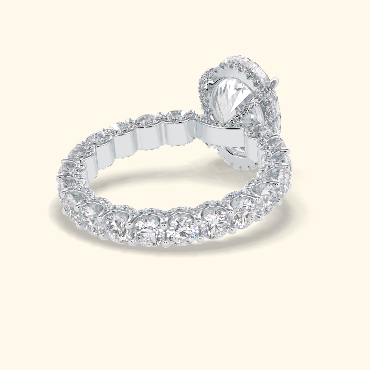 Oval Moissanite Hidden Halo Engagement Ring – 3.09 CT Center Stone With Pave Setting in Solid Gold