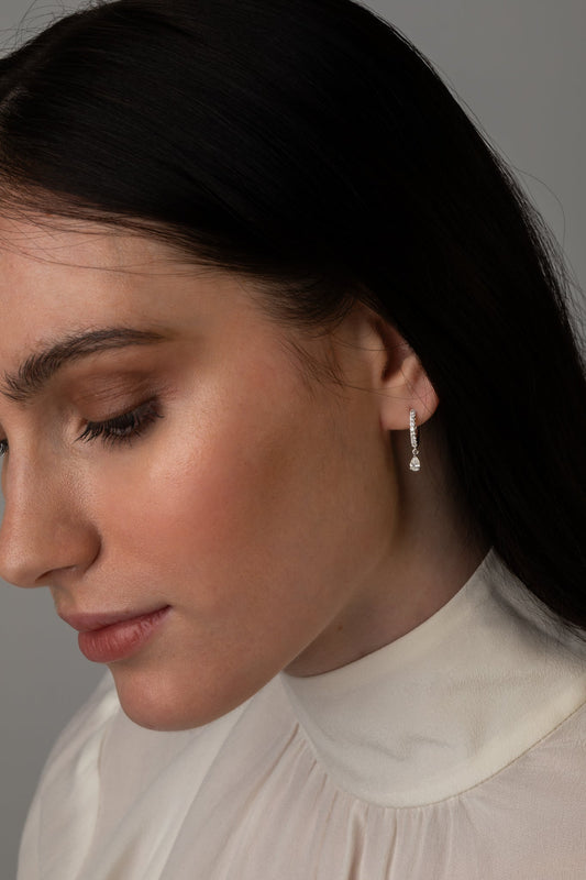 0.56 TCW Pear Cut Multi Stone Drop Moissanite Earrings