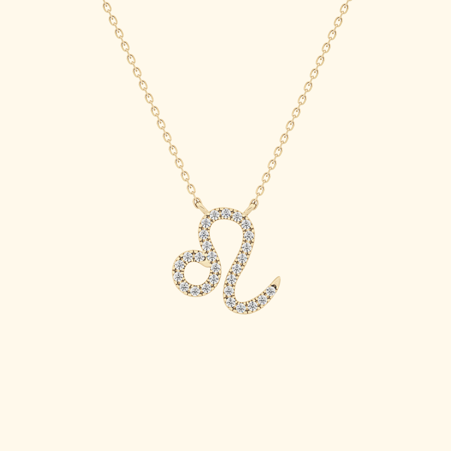 Solid Gold Moissanite Leo Zodiac Necklace – 0.14 Carat, Minimalist Design