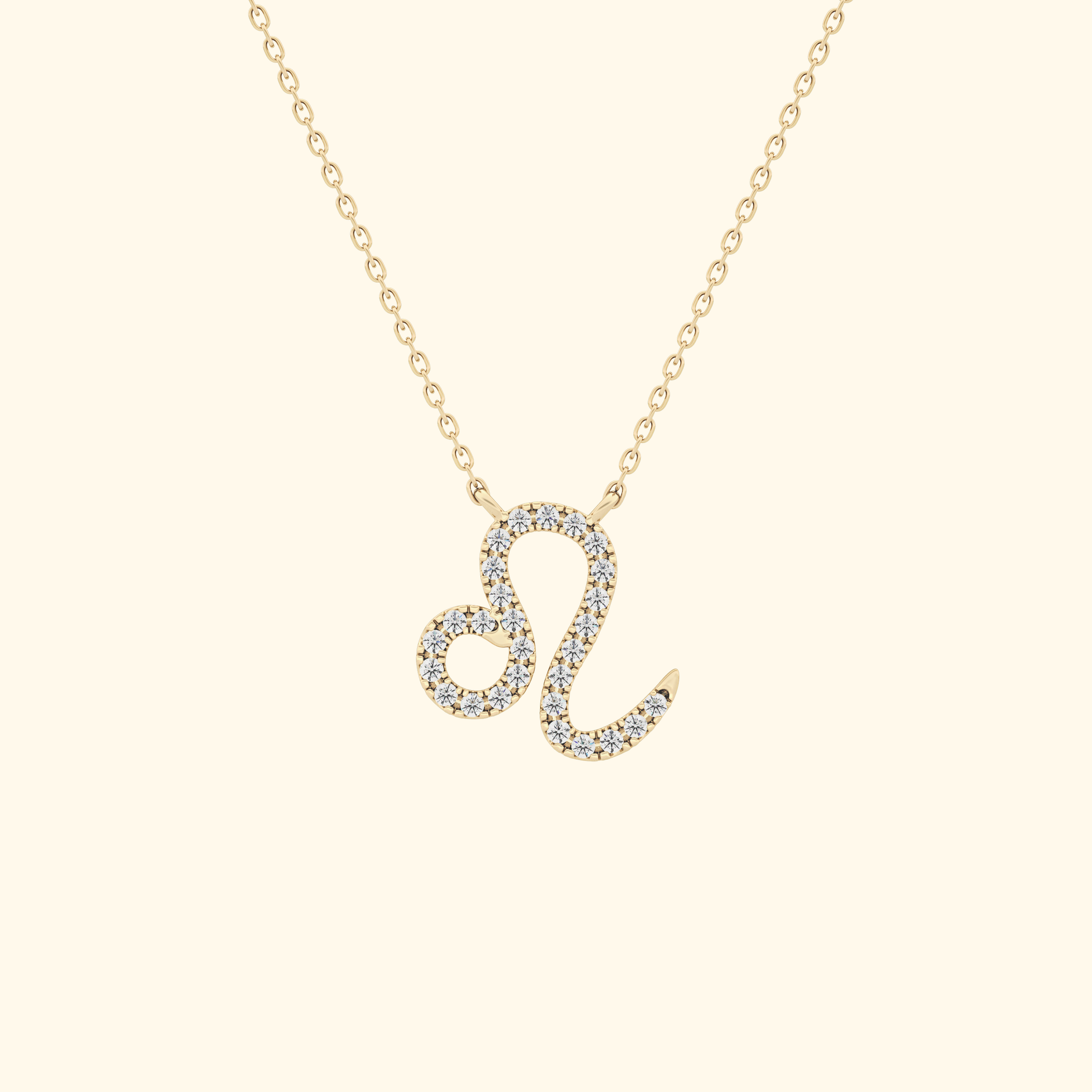 Solid Gold Moissanite Leo Zodiac Necklace – 0.14 Carat, Minimalist Design