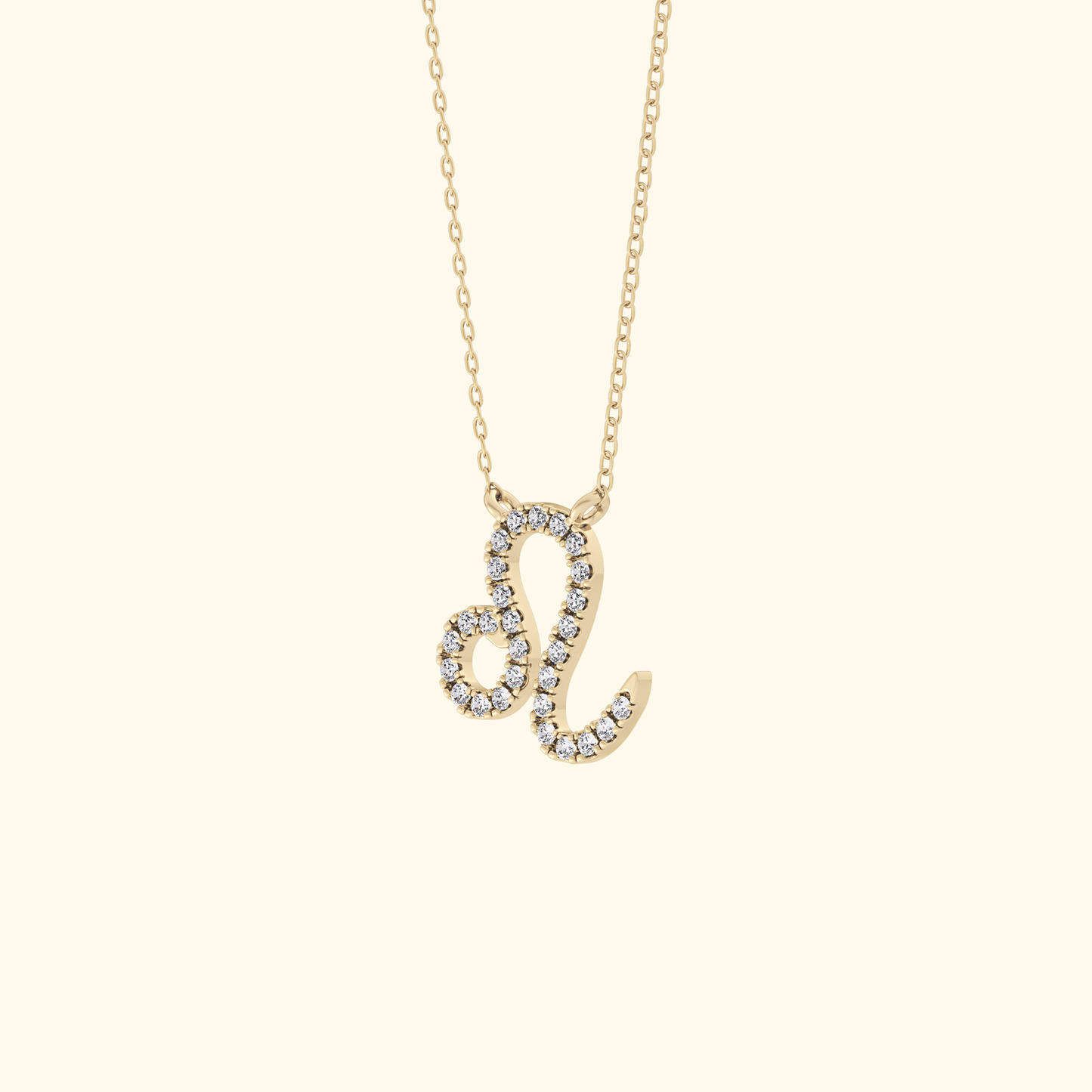 Solid Gold Moissanite Leo Zodiac Necklace – 0.14 Carat, Minimalist Design