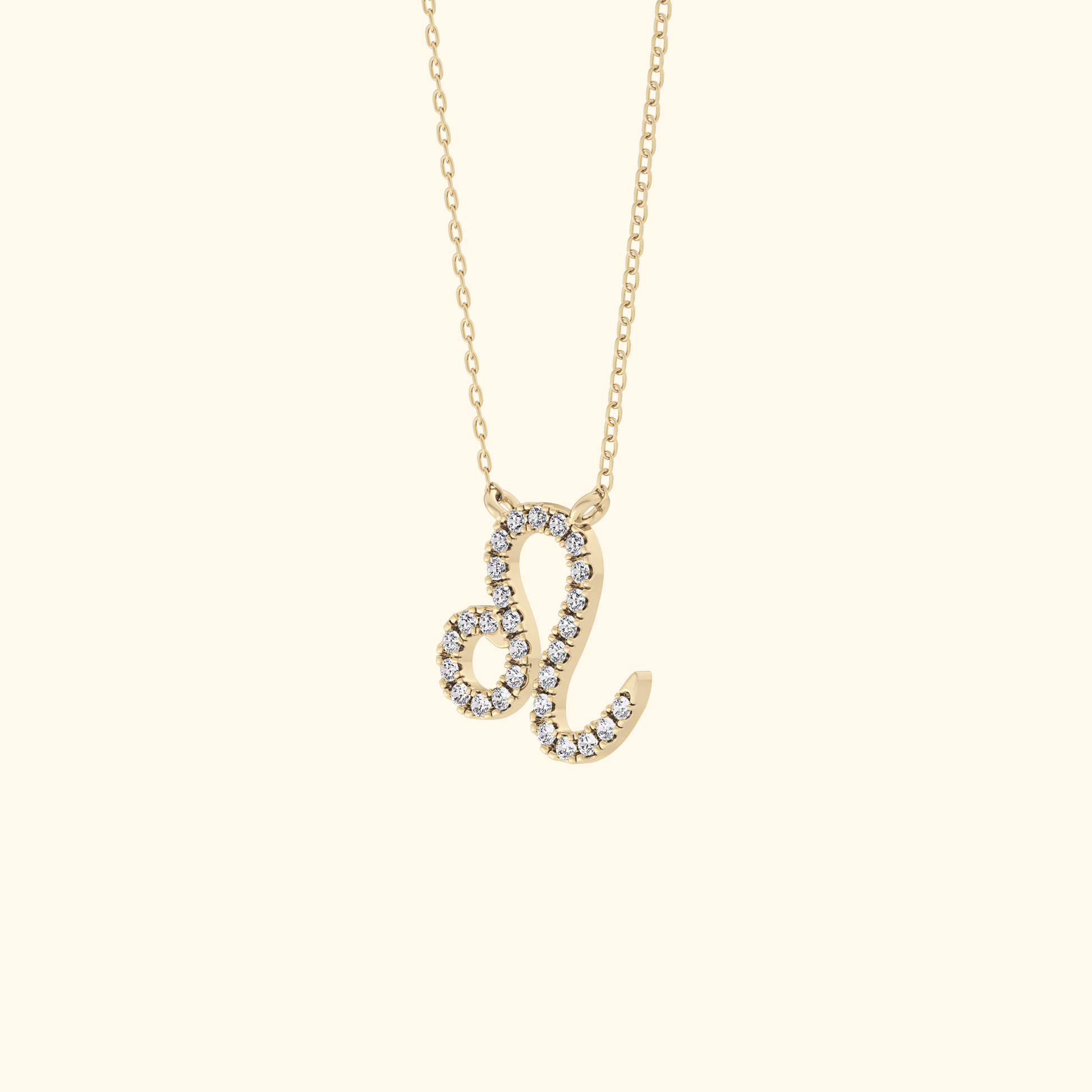 Solid Gold Moissanite Leo Zodiac Necklace – 0.14 Carat, Minimalist Design