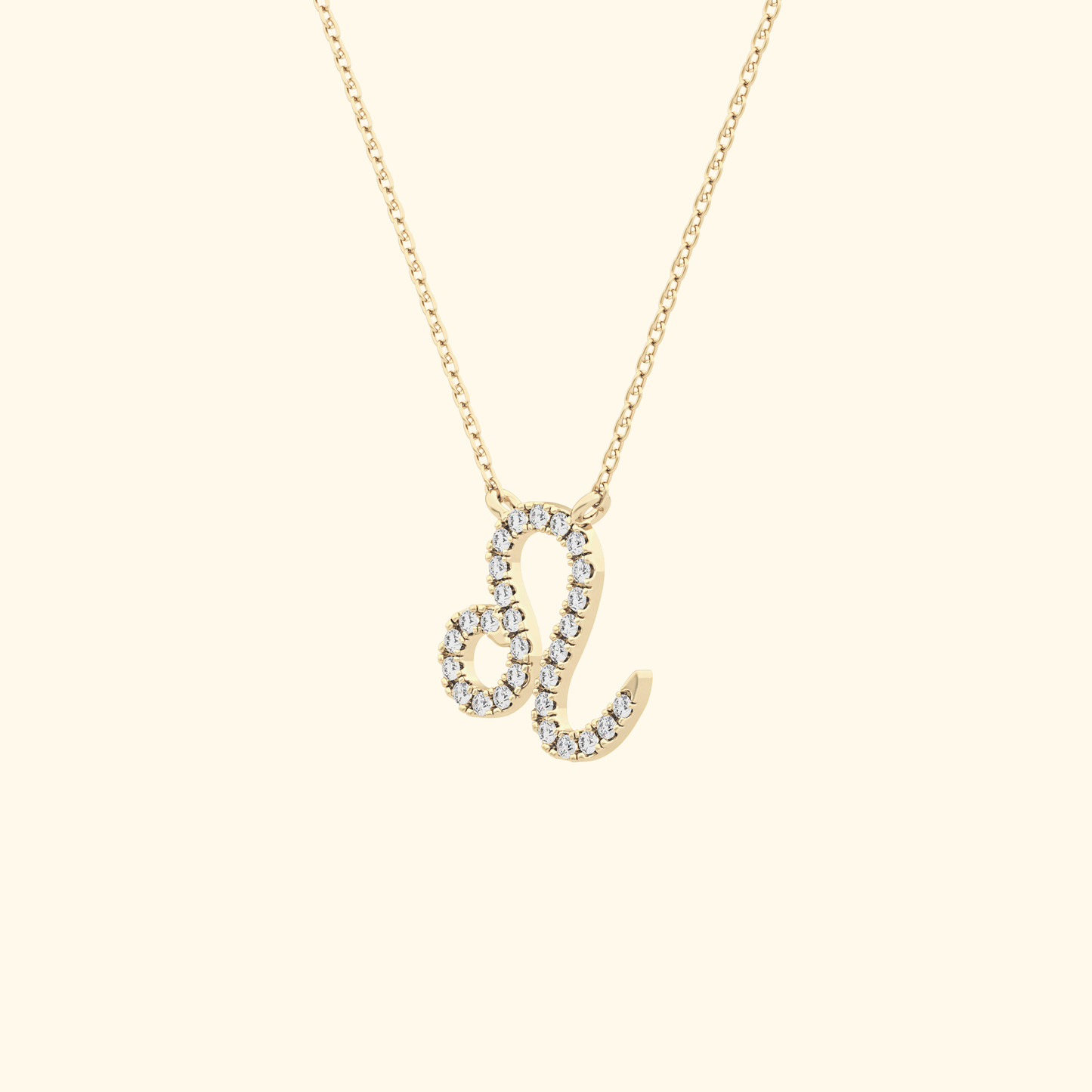 Solid Gold Moissanite Leo Zodiac Necklace – 0.14 Carat, Minimalist Design