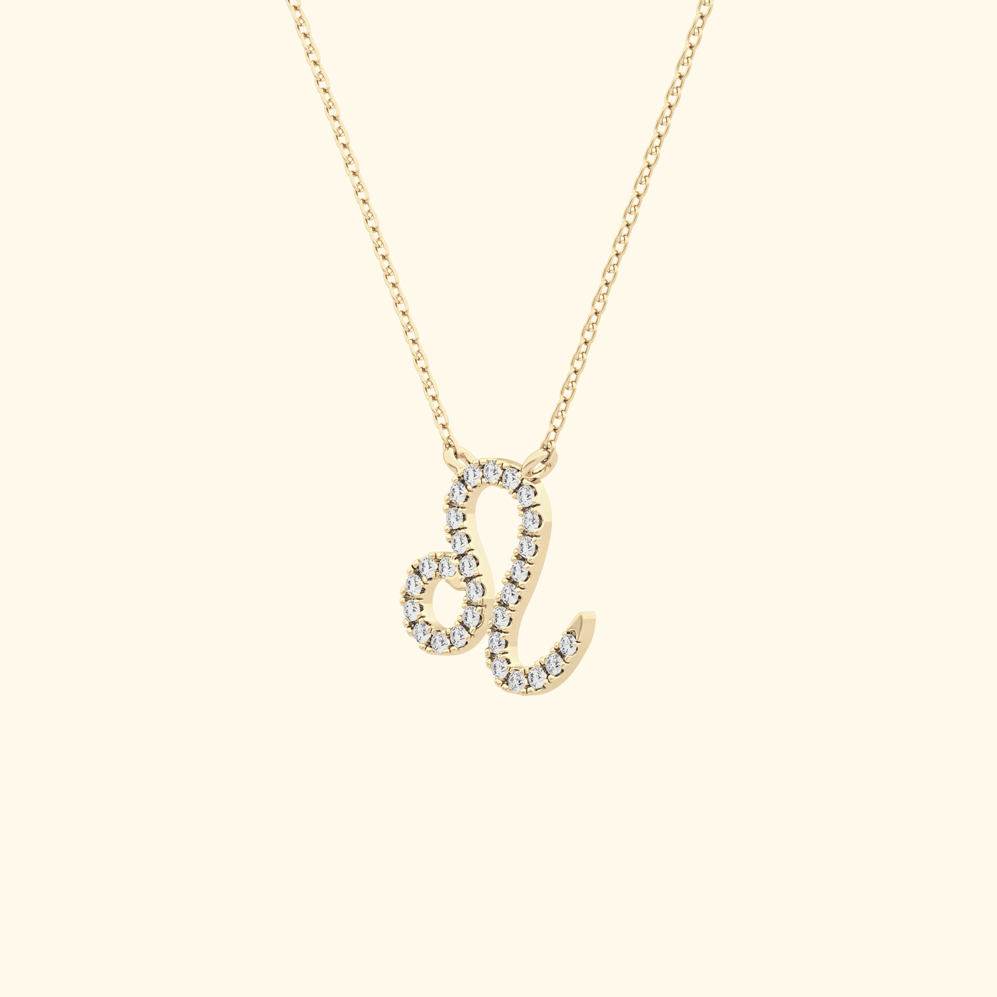 Solid Gold Moissanite Leo Zodiac Necklace – 0.14 Carat, Minimalist Design