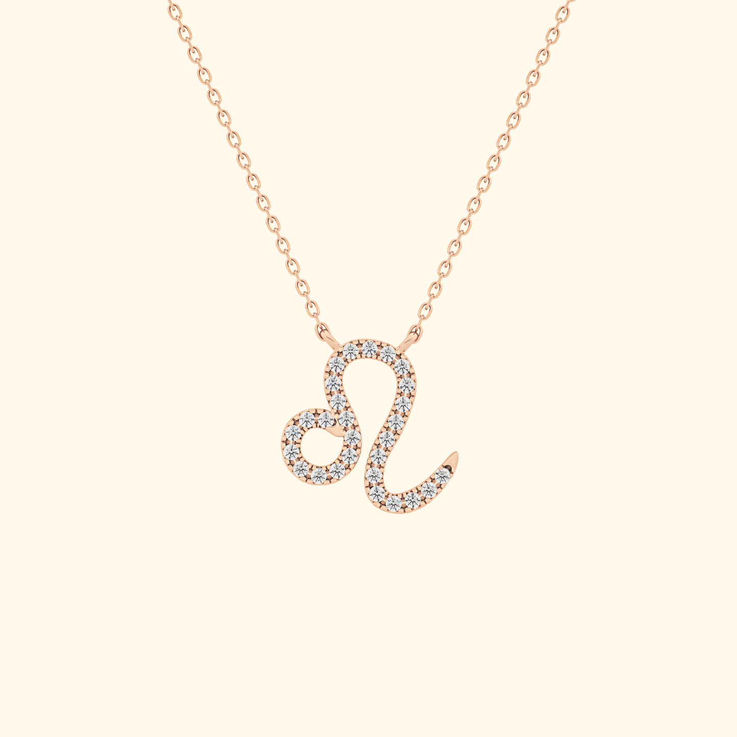 Solid Gold Moissanite Leo Zodiac Necklace – 0.14 Carat, Minimalist Design